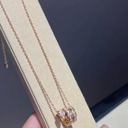 [Auream]SERPENTI PINK GOLD NECKLACE DOUBLE RING DIAMOND
