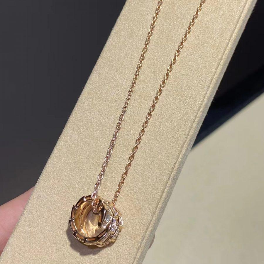 [Auream]SERPENTI PINK GOLD NECKLACE DOUBLE RING DIAMOND