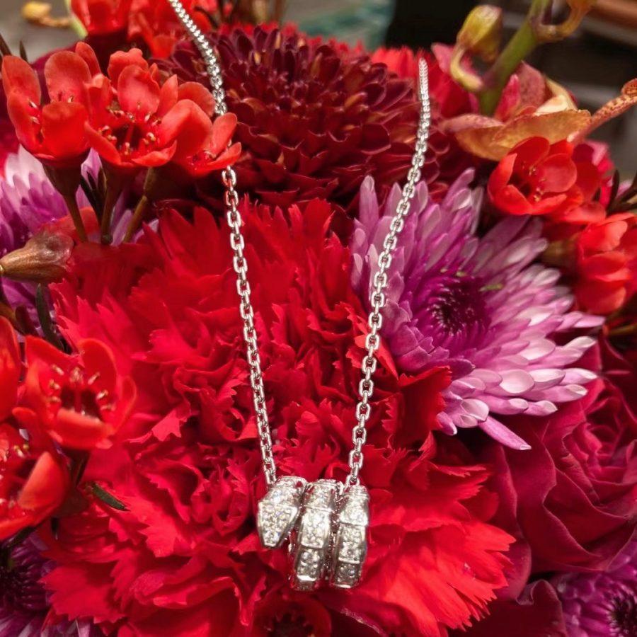 [Auream]SERPENTI  NECKLACE DOUBLE RING DIAMOND