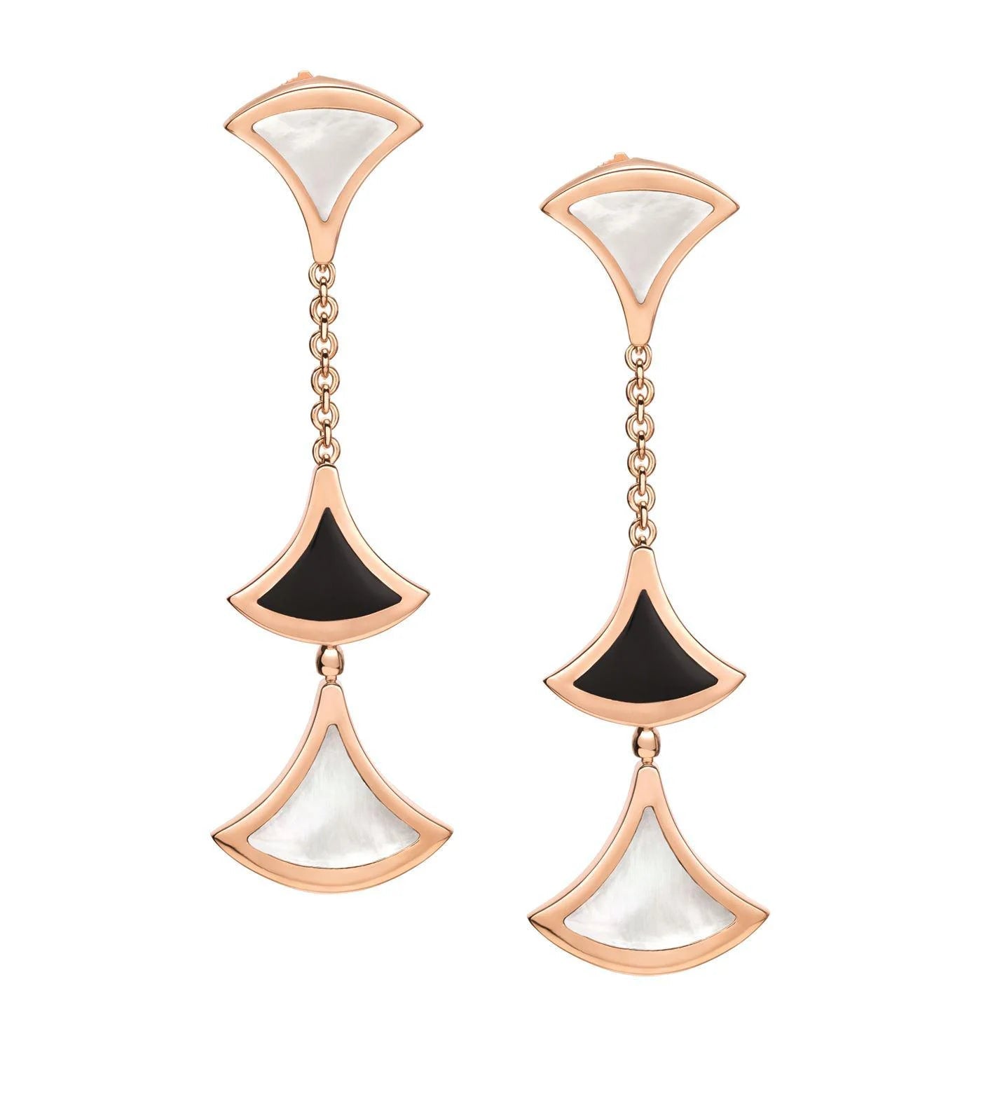 [Auream]DREAM EARRINGS 3 MOTIFS ONYX MOP PINK GOLD