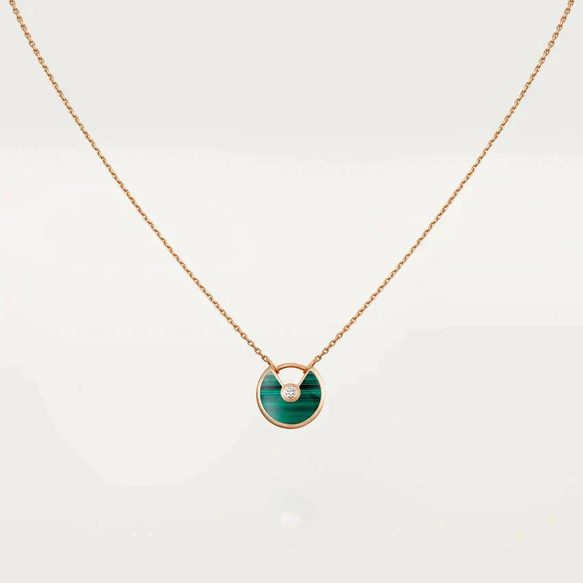 [Auream]AMULETTE ROSE GOLD MALACHITE NECKLACE