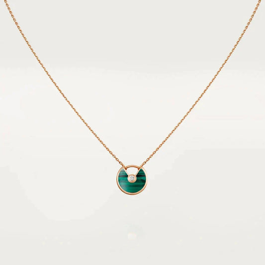 [Auream]AMULETTE ROSE GOLD MALACHITE NECKLACE