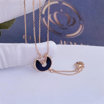 [Auream]AMULETTE ROSE GOLD ONYX NECKLACE