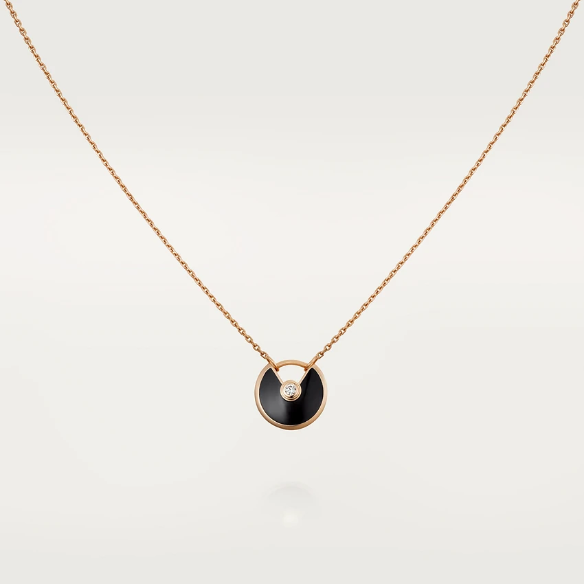 [Auream]AMULETTE ROSE GOLD ONYX NECKLACE