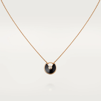 [Auream]AMULETTE ROSE GOLD ONYX NECKLACE