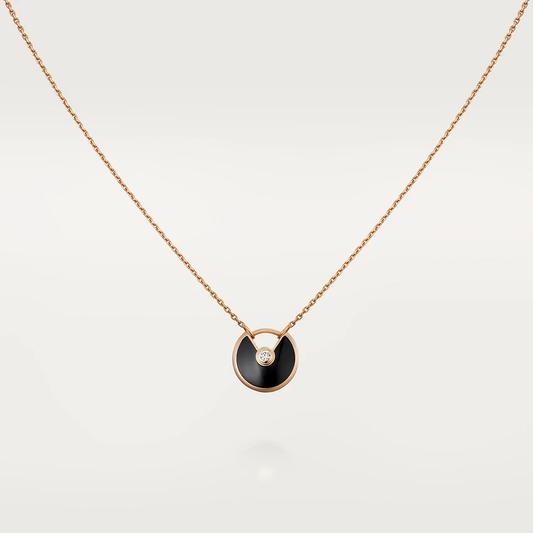 [Auream]AMULETTE ROSE GOLD ONYX NECKLACE