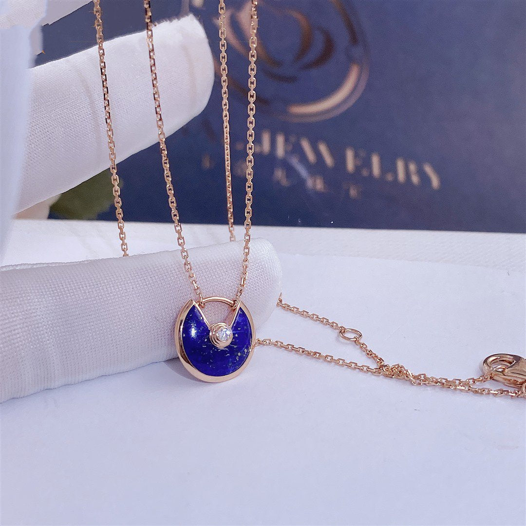 [Auream]AMULETTE ROSE GOLD AGATE NECKLACE