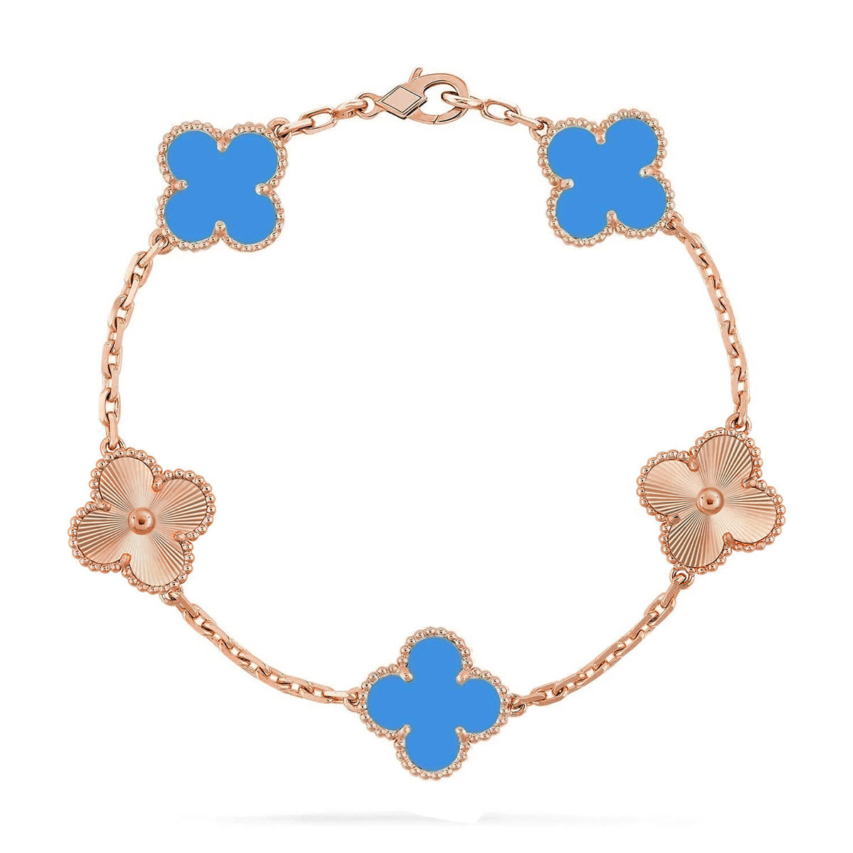 [Auream] CLOVER 5 MOTIF BLUE AGATE BRACELET COLLECTION