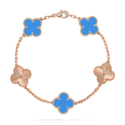 [Auream] CLOVER 5 MOTIF BLUE AGATE BRACELET COLLECTION