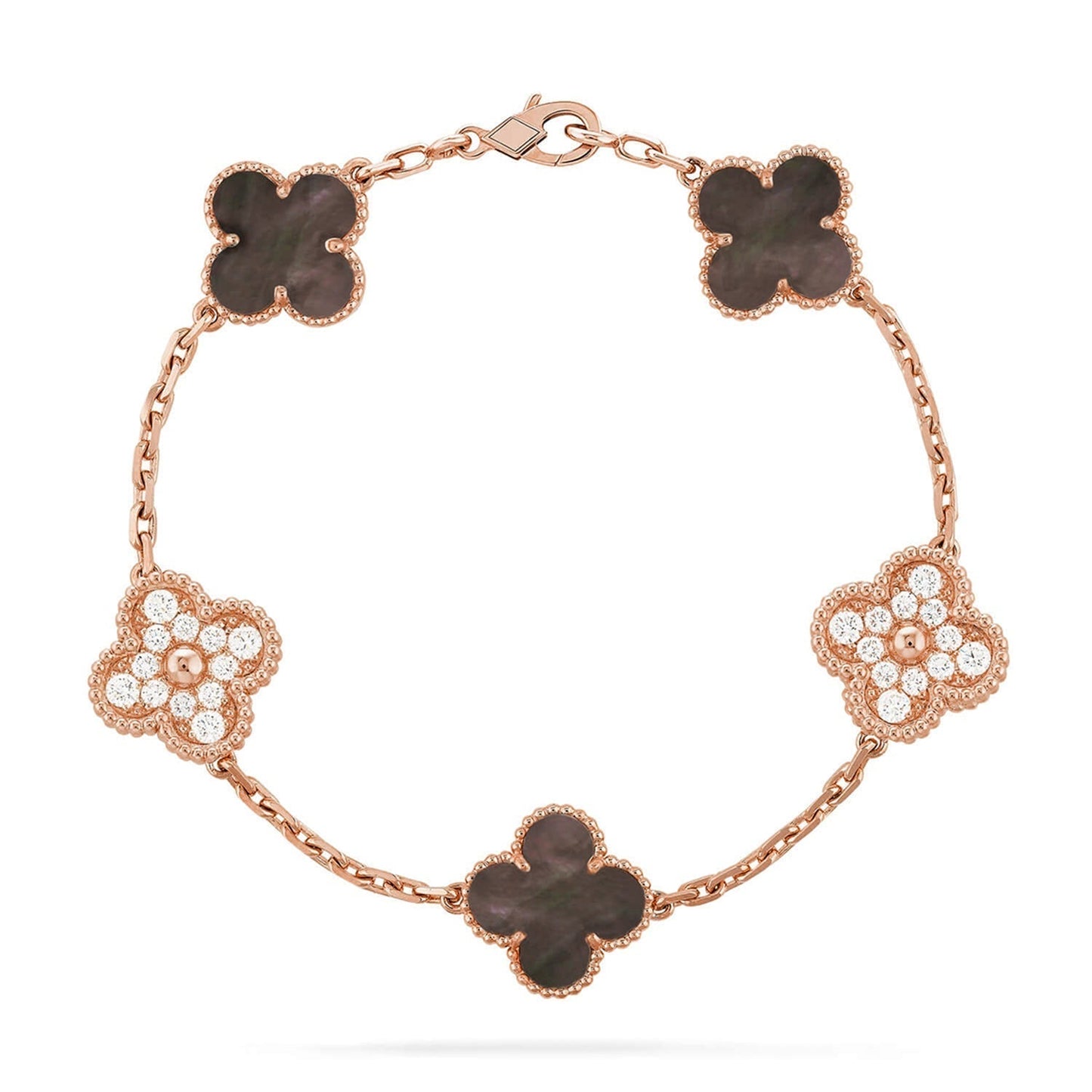 [Auream] CLOVER 5 MOTIF GRAY MOP BRACELET COLLECTION