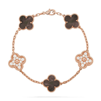 [Auream] CLOVER 5 MOTIF GRAY MOP BRACELET COLLECTION