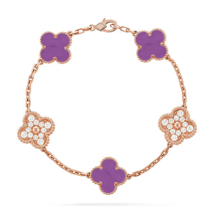 [Auream] CLOVER 5 MOTIF VIOLET BRACELET COLLECTION