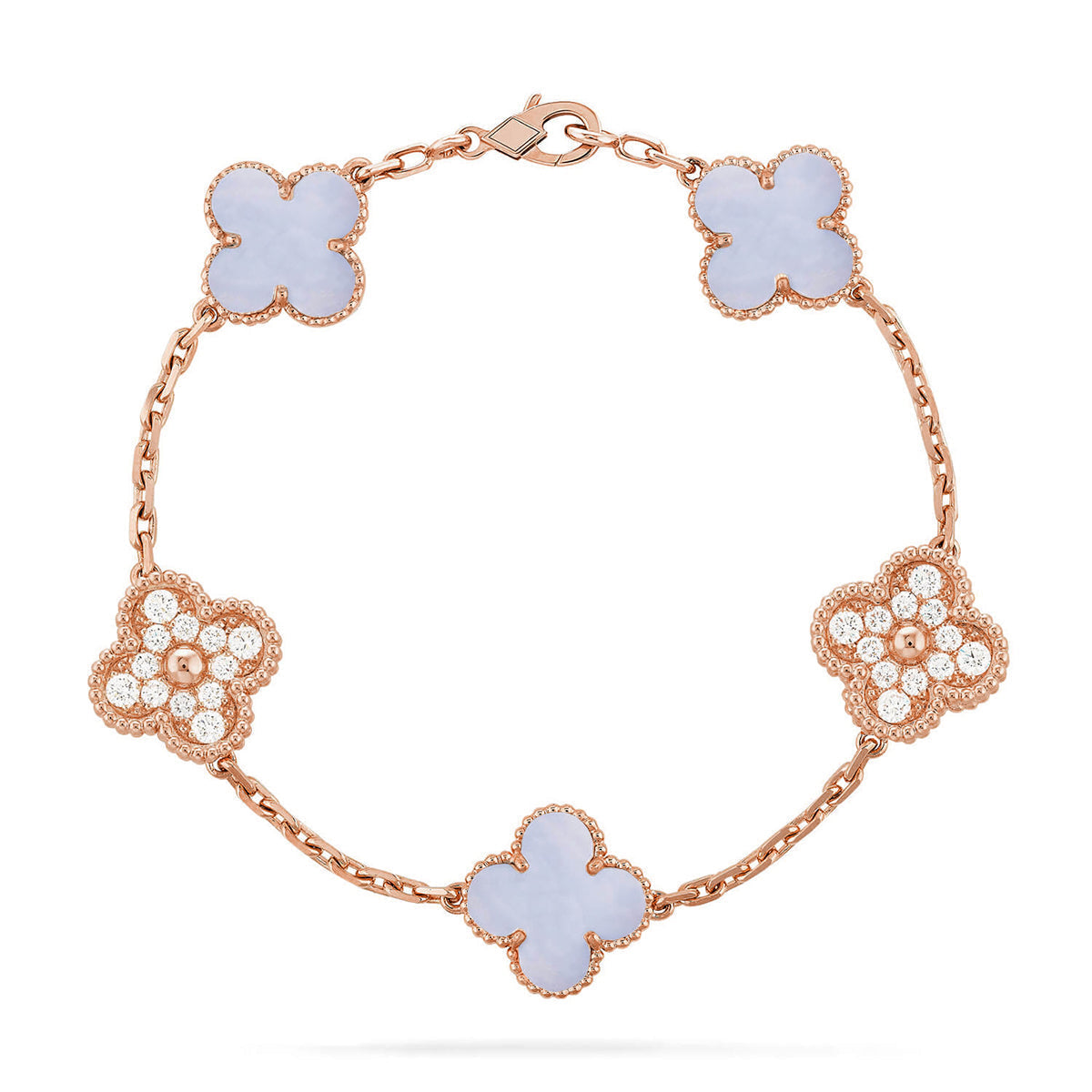 [Auream] CLOVER 5 MOTIF PURPLE CHALCEDONY BRACELET COLLECTION