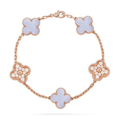 [Auream] CLOVER 5 MOTIF PURPLE CHALCEDONY BRACELET COLLECTION