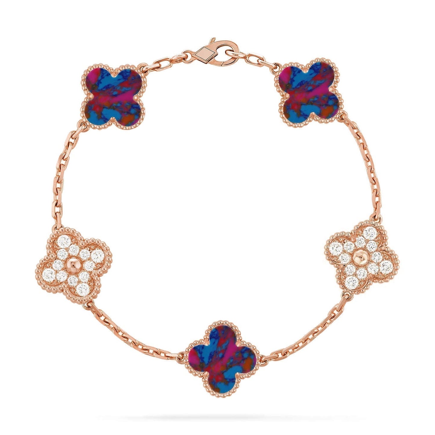 [Auream]CLOVER 5 MOTIF COLOR GEMSTONES BRACELET COLLECTION