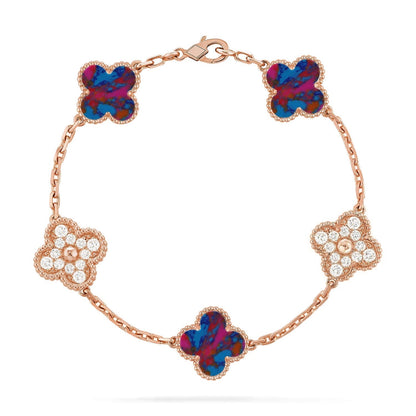 [Auream]CLOVER 5 MOTIF COLOR GEMSTONES BRACELET COLLECTION