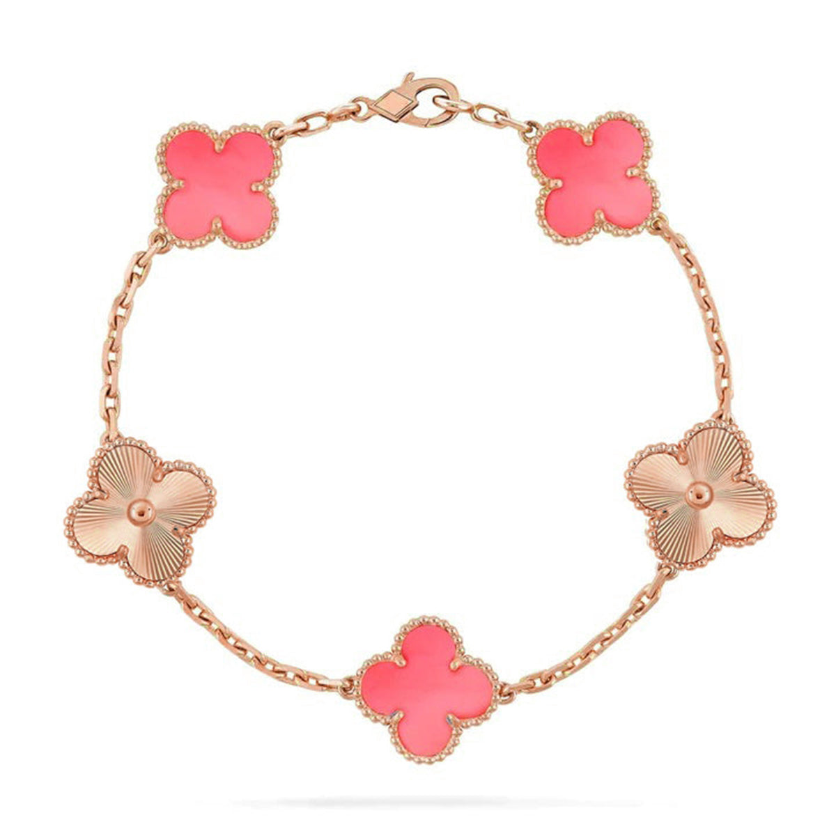 [Auream] CLOVER 5 MOTIFS  PINK MOP BRACELET COLLECTION