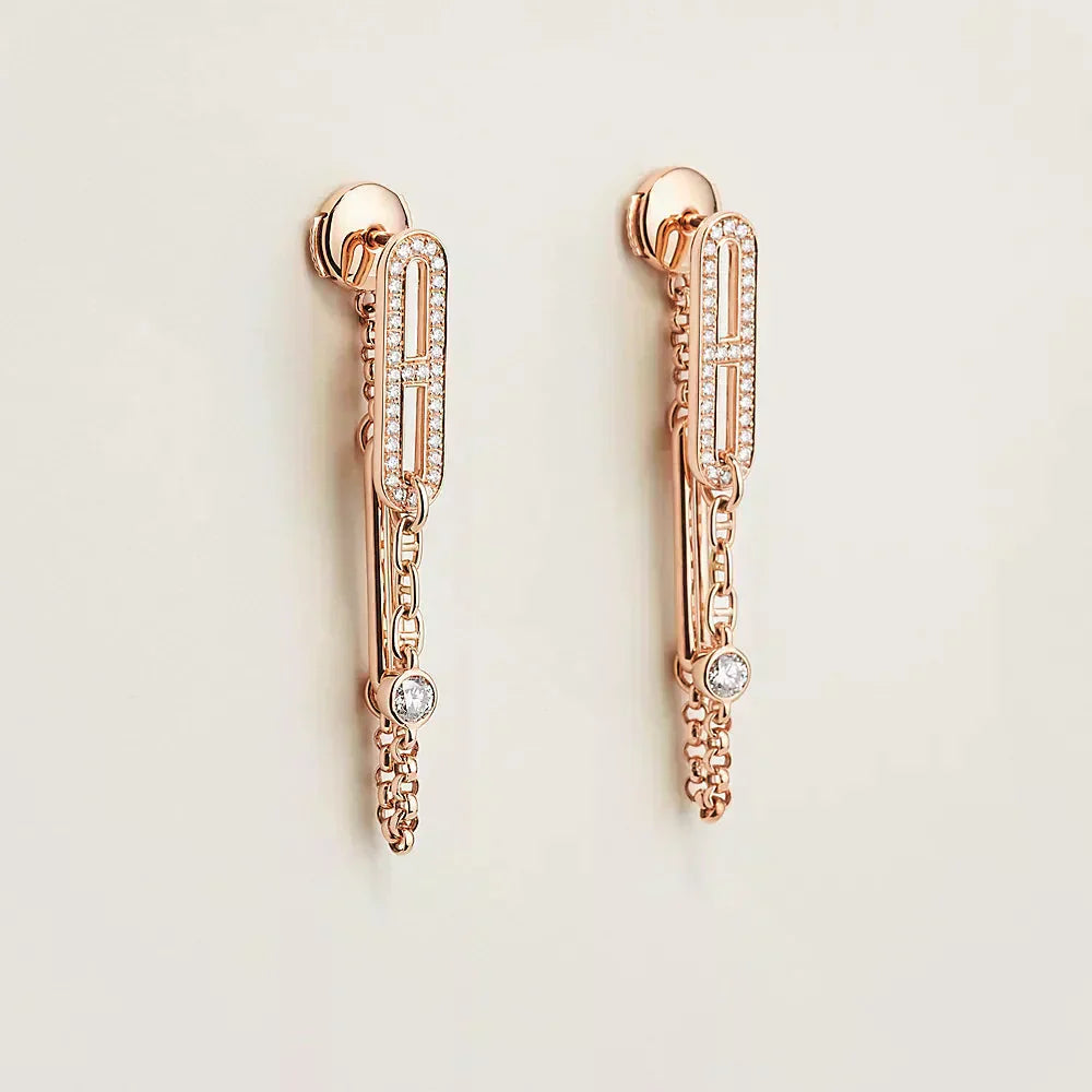 [Auream]CHAINE CHAOS DIAMOND DROP EARRINGS