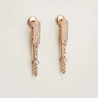 [Auream]CHAINE CHAOS DIAMOND DROP EARRINGS