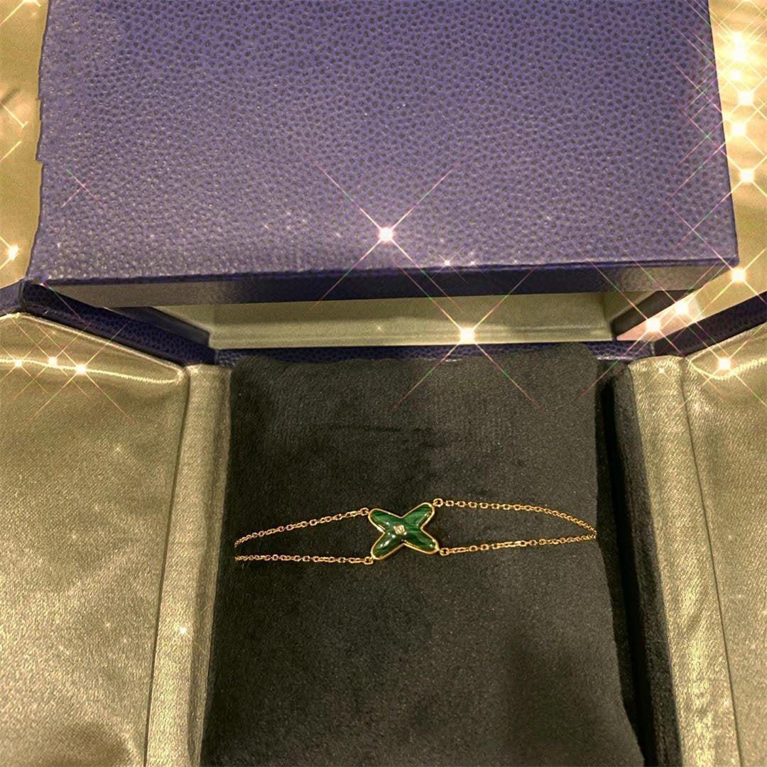 [Auream]JEUX BRACELET MALACHITE PINK GOLD 1 DIAMOND