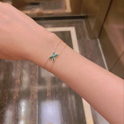 [Auream]JEUX BRACELET MALACHITE PINK GOLD 1 DIAMOND