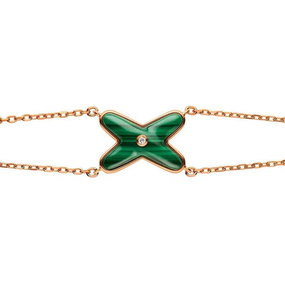 [Auream]JEUX BRACELET MALACHITE PINK GOLD 1 DIAMOND