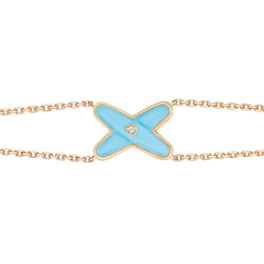 [Auream]JEUX BRACELET TURQUOISE PINK GOLD 1 DIAMOND