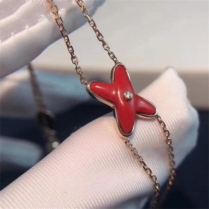[Auream]JEUX BRACELET CARNELIAN PINK GOLD 1 DIAMOND