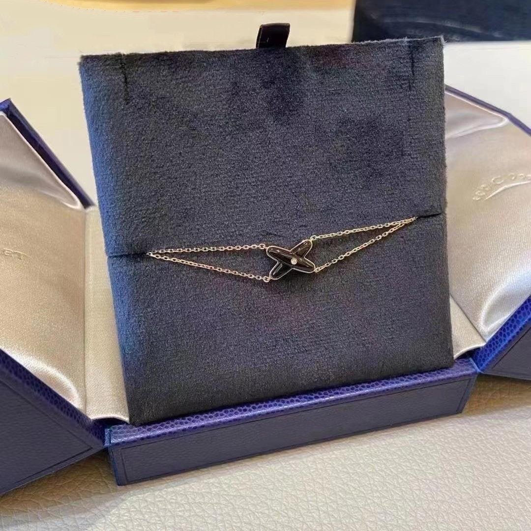 [Auream]JEUX BRACELET ONYX PINK GOLD 1 DIAMOND