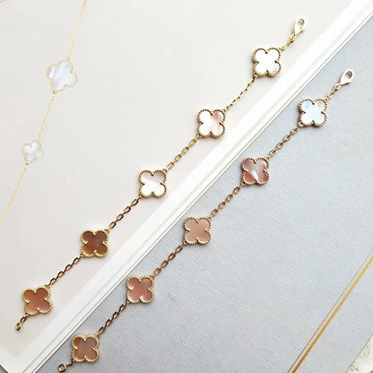 [Auream] CLOVER 5 MOTIFS  PINK MOP BRACELET COLLECTION