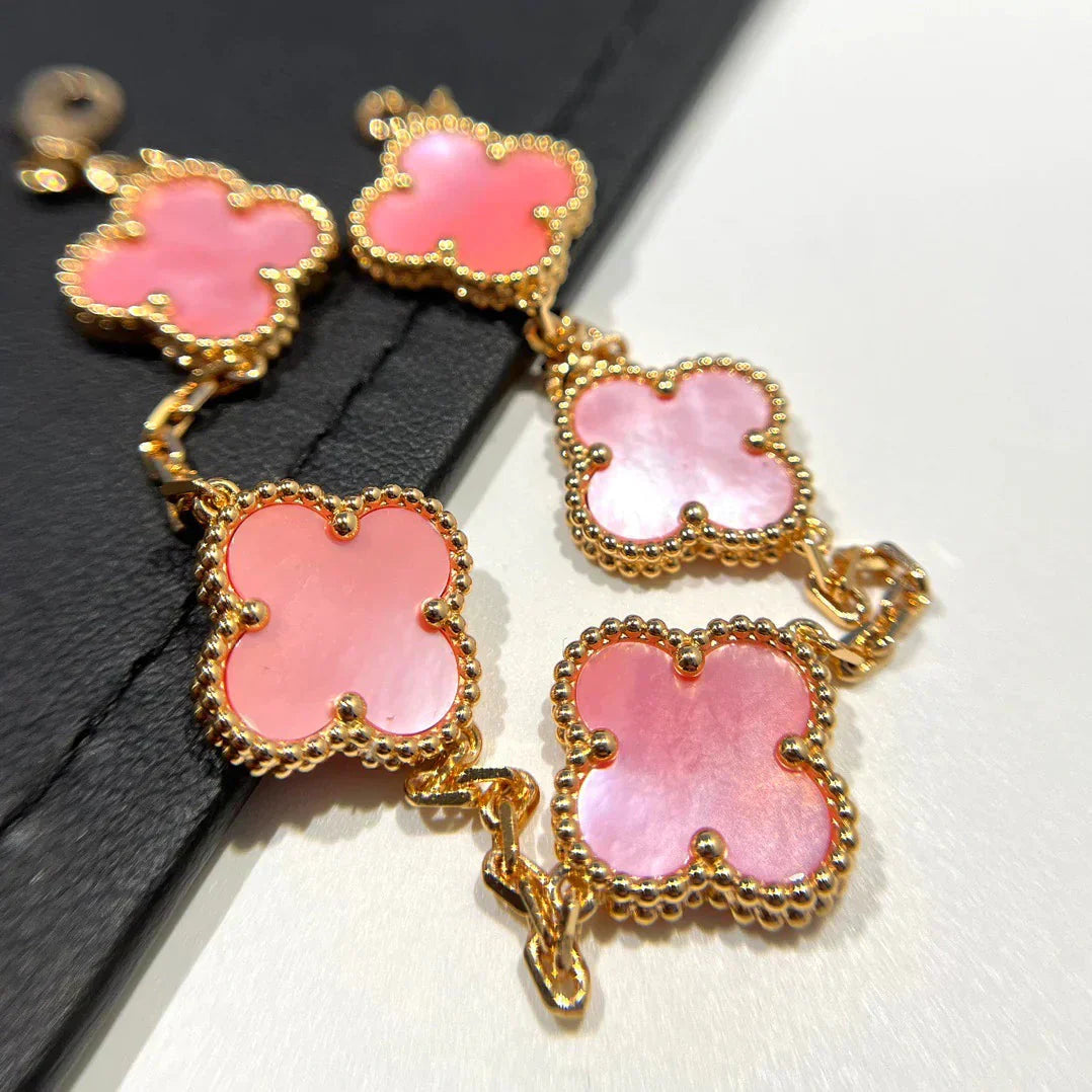[Auream] CLOVER 5 MOTIFS  PINK MOP BRACELET COLLECTION
