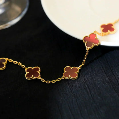 [Auream] CLOVER 5 MOTIF RED CORNELIAN BRACELET COLLECTION