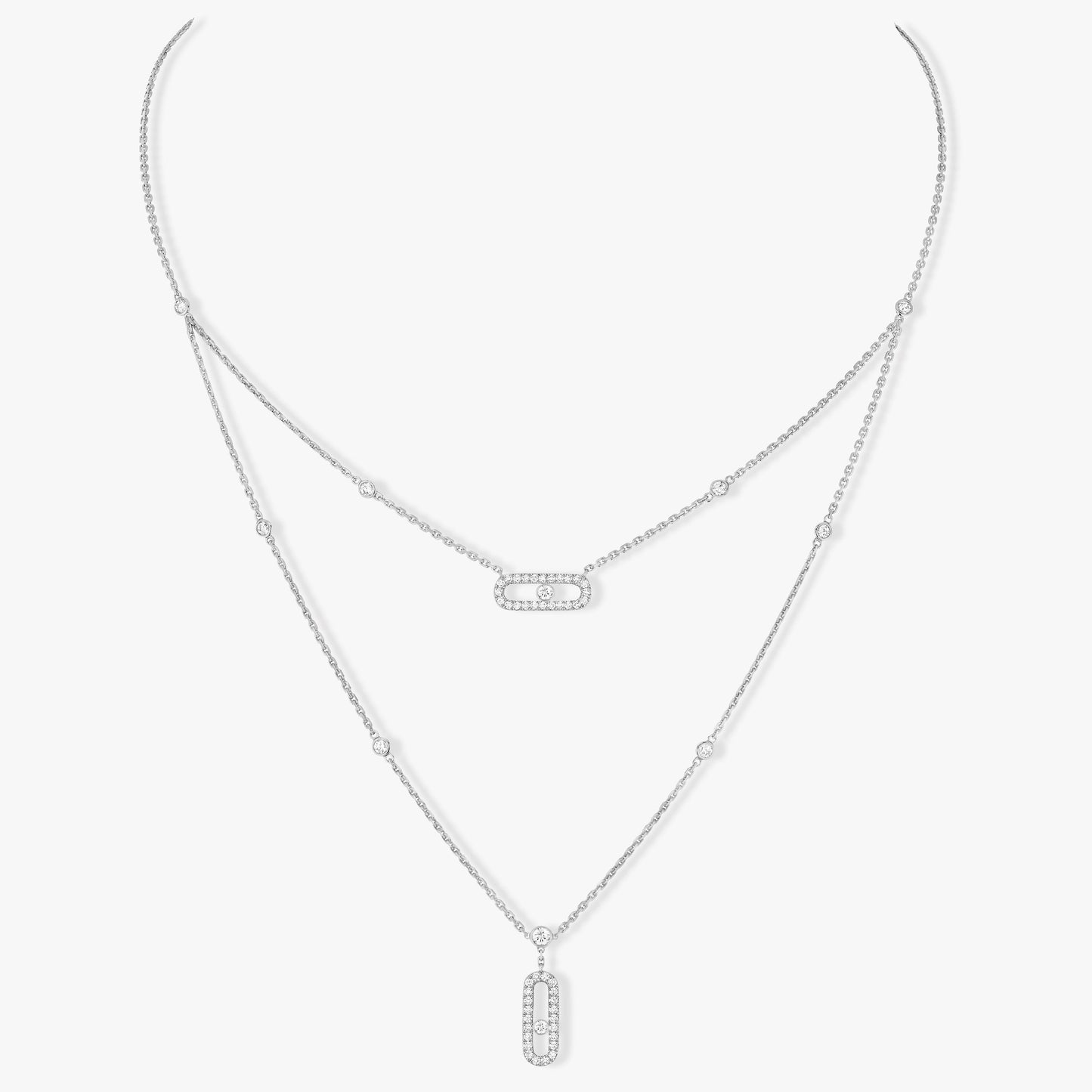 [Auream]MOVE 2 ROW DIAMOND NECKLACE