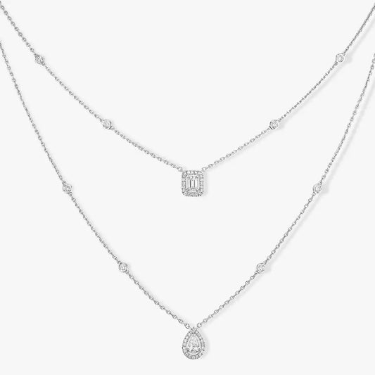 [Auream]Diamond Necklace My Twin 2 Rows