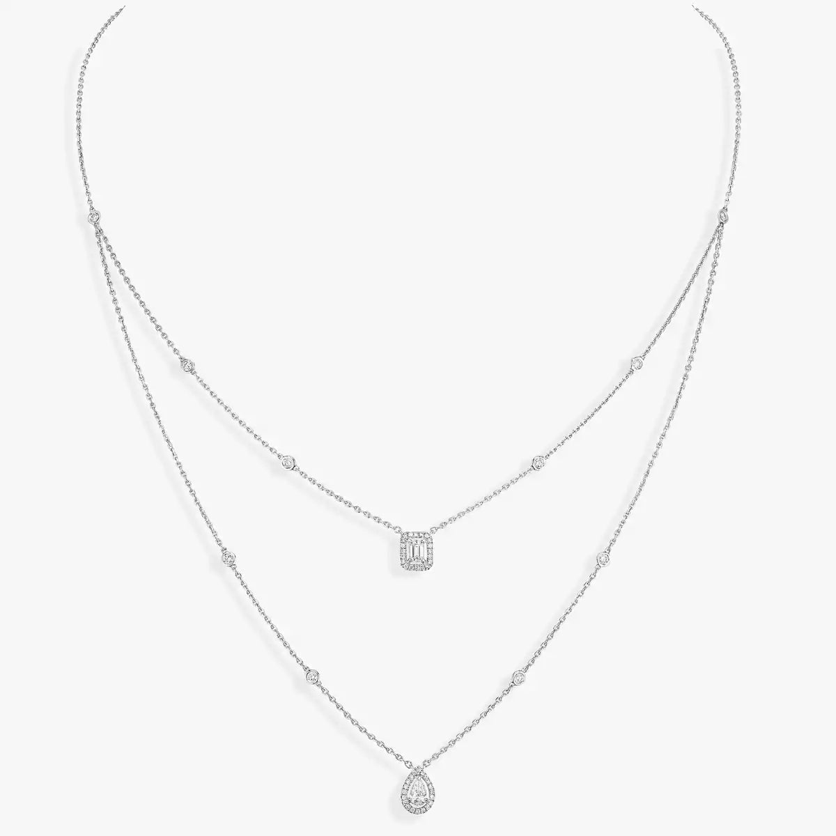 [Auream]Diamond Necklace My Twin 2 Rows