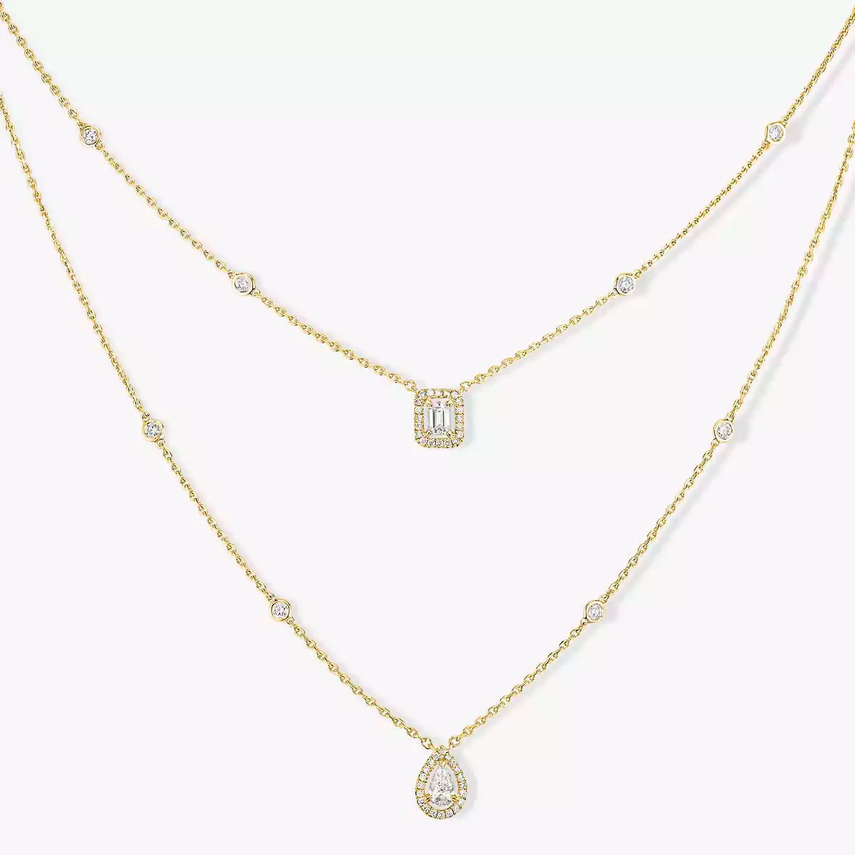 [Auream]Diamond Necklace My Twin 2 Rows
