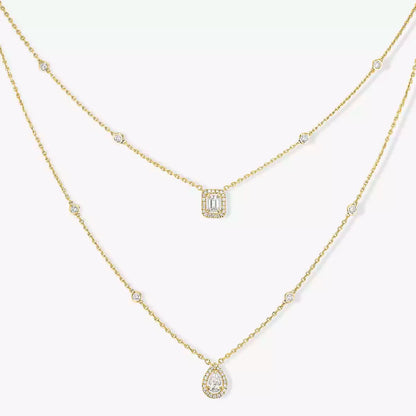 [Auream]Diamond Necklace My Twin 2 Rows