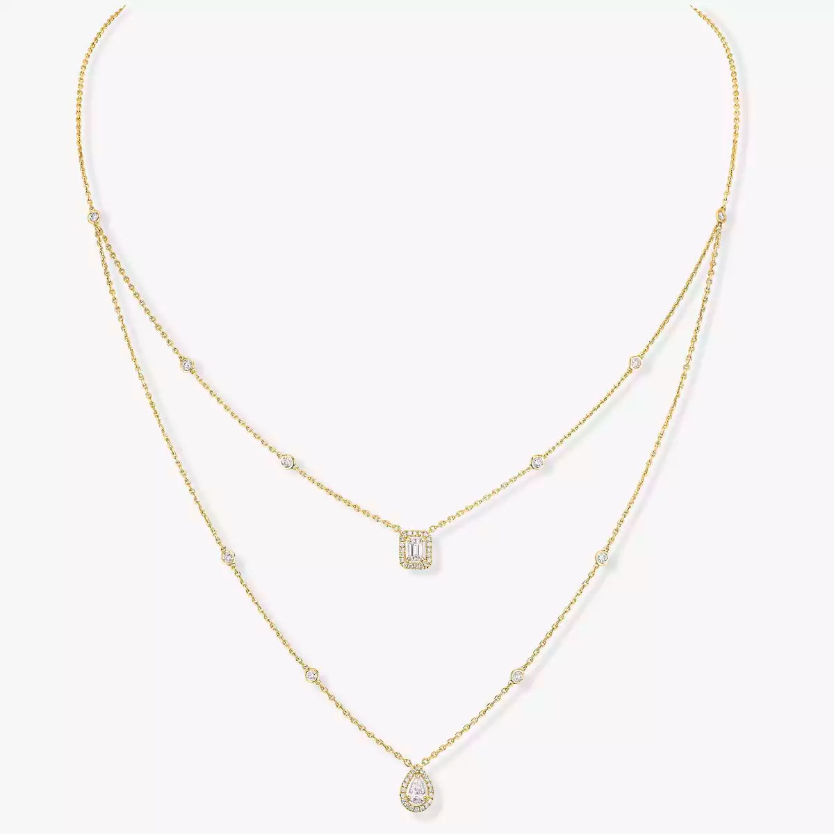 [Auream]Diamond Necklace My Twin 2 Rows