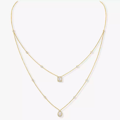 [Auream]Diamond Necklace My Twin 2 Rows
