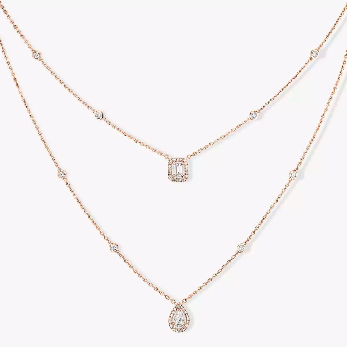 [Auream]Diamond Necklace My Twin 2 Rows