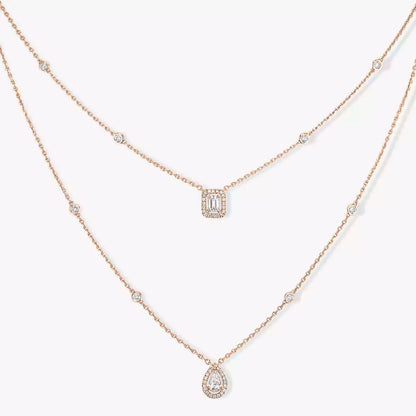 [Auream]Diamond Necklace My Twin 2 Rows
