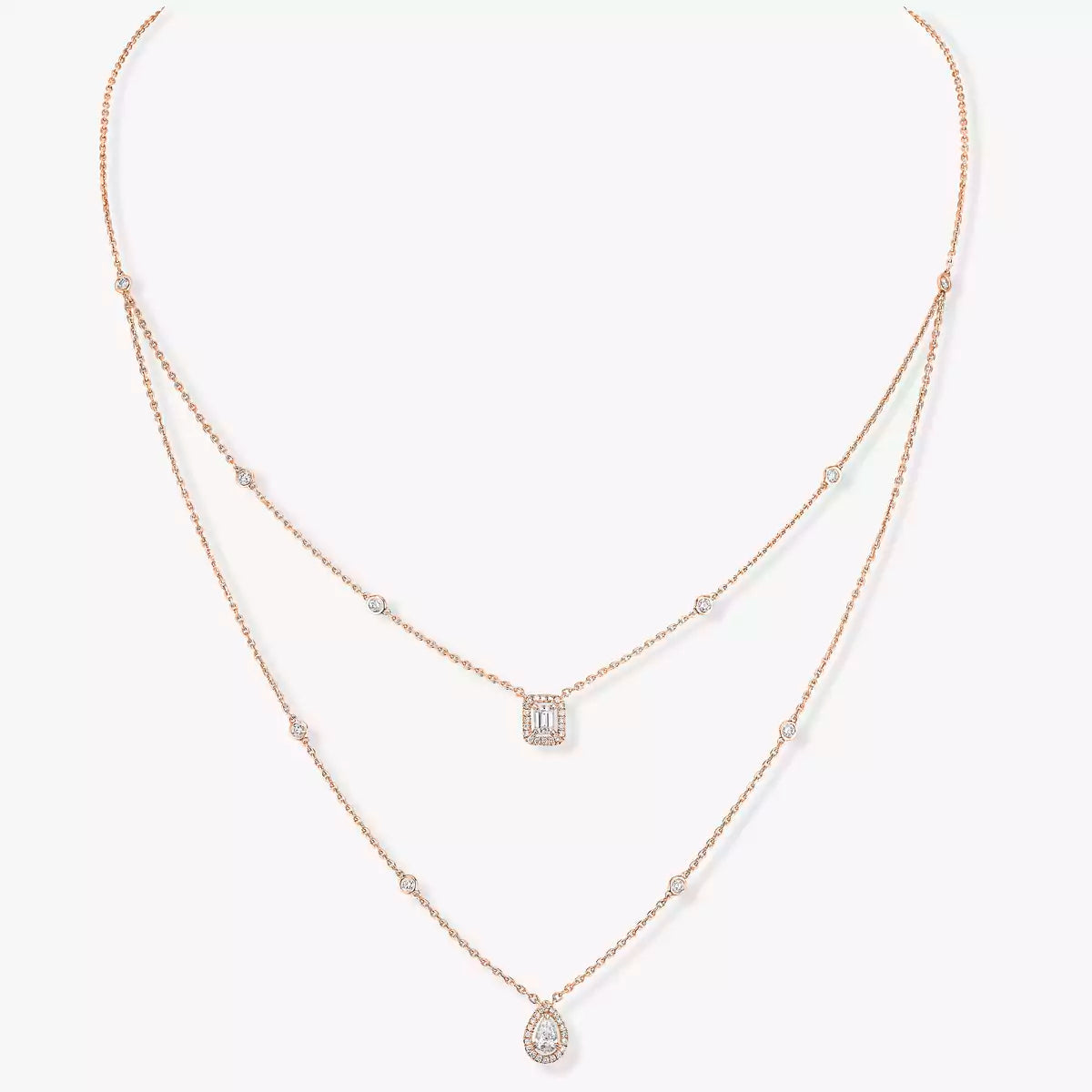[Auream]Diamond Necklace My Twin 2 Rows