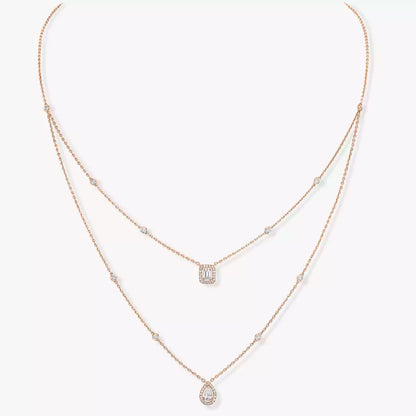 [Auream]Diamond Necklace My Twin 2 Rows