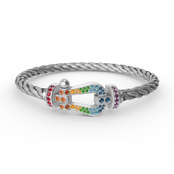 [Auream]FORC LARGE HORSESHOE  COLORED DIAMOND BRACELET SILVER