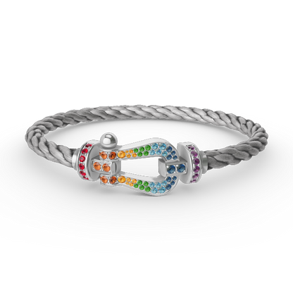 [Auream]FORC LARGE HORSESHOE  COLORED DIAMOND BRACELET SILVER