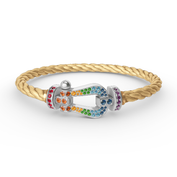 [Auream]FORC LARGE HORSESHOE  COLORED DIAMOND BRACELET SILVER