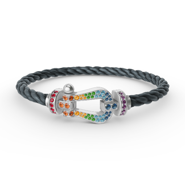 [Auream]FORC LARGE HORSESHOE  COLORED DIAMOND BRACELET SILVER