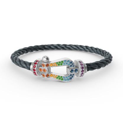 [Auream]FORC LARGE HORSESHOE  COLORED DIAMOND BRACELET SILVER