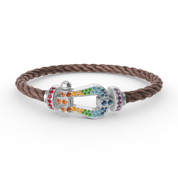 [Auream]FORC LARGE HORSESHOE  COLORED DIAMOND BRACELET SILVER
