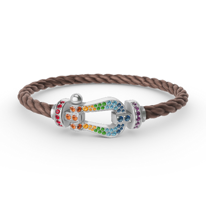 [Auream]FORC LARGE HORSESHOE  COLORED DIAMOND BRACELET SILVER